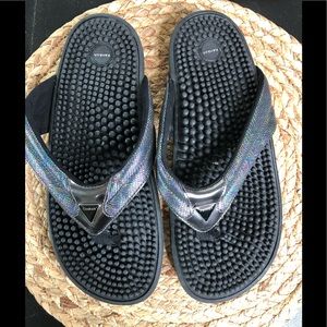 Kenkoh Spirit Silver Metallic Massage Sandal Sz 8
